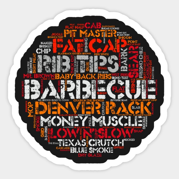 Barbecue T Shirt with 100 Grilling Terms for BBQ Experts Sticker by SecondActTees